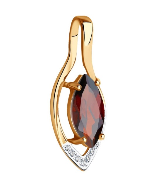 Auksinis pakabukas su granatu ir cirkoniais - Auksiniai pakabukai - Goldinga