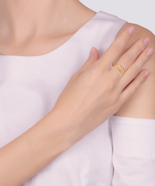 Auksinis žiedas su cirkoniu - Auksiniai žiedai - Goldinga