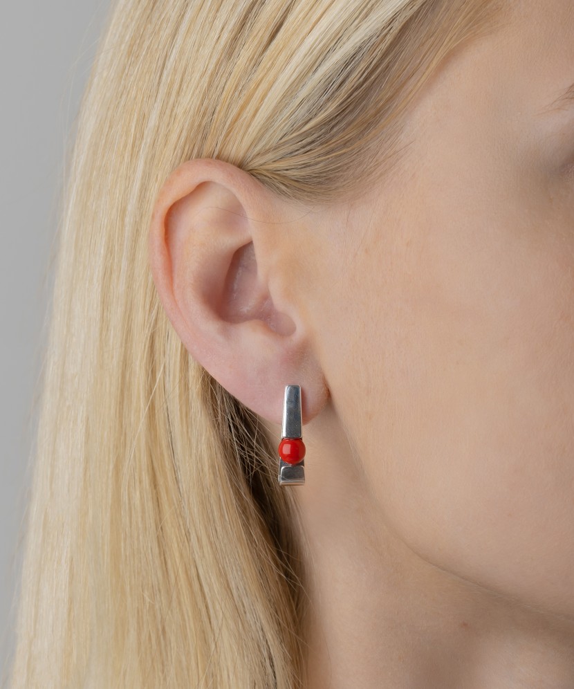 Sidabriniai auskarai su koralais - Sidabriniai auskarai - Goldinga