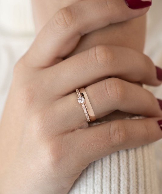 Auksinis žiedas su cirkoniais - Auksiniai žiedai - Goldinga