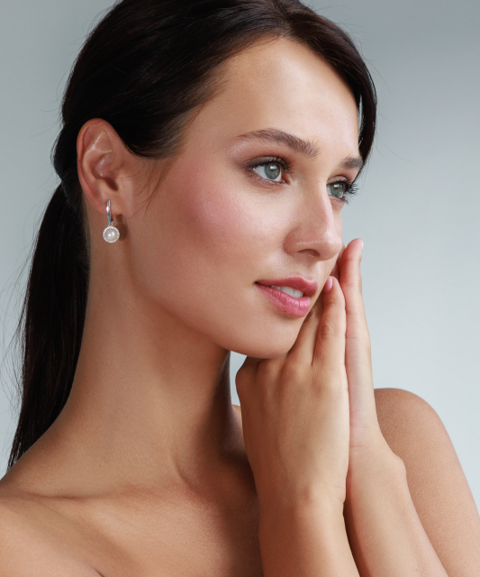 Sidabriniai Auskarai Su Perlais ir cirkoniais - Auskarai su perlais - Goldinga