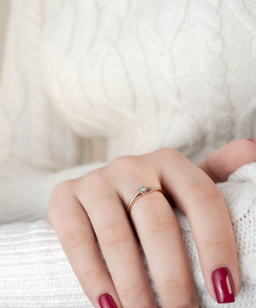 Auksinis žiedas su deimantu - Auksiniai Žiedai su brangakmeniais - Goldinga