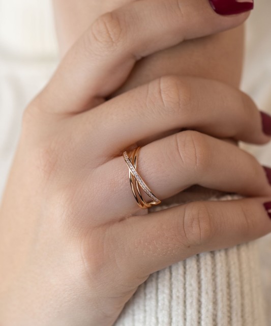 Auksinis žiedas su cirkoniais - Auksiniai žiedai - Goldinga