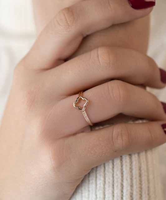 Auksinis žiedas su cirkoniais - Auksiniai žiedai - Goldinga