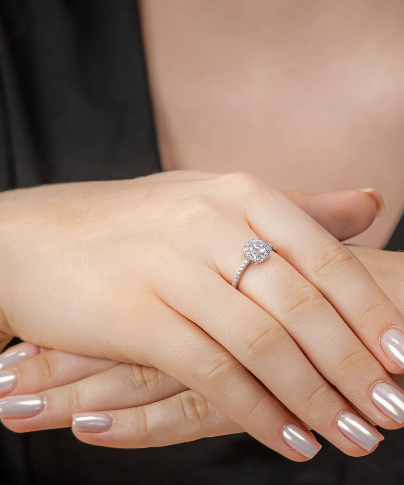 Sidabrinis žiedas su cirkoniais - Sidabriniai žiedai - Goldinga