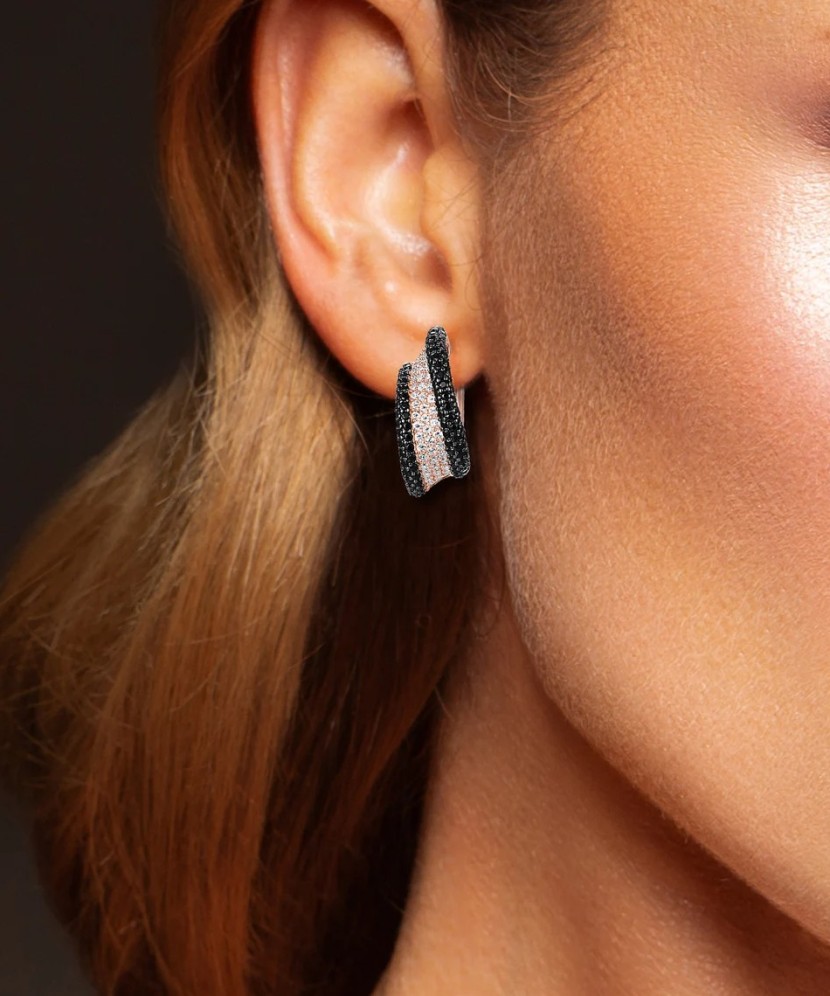 Paauksuoti sidabriniai auskarai su špineliais ir cirkoniais - Sidabriniai auskarai - Goldinga