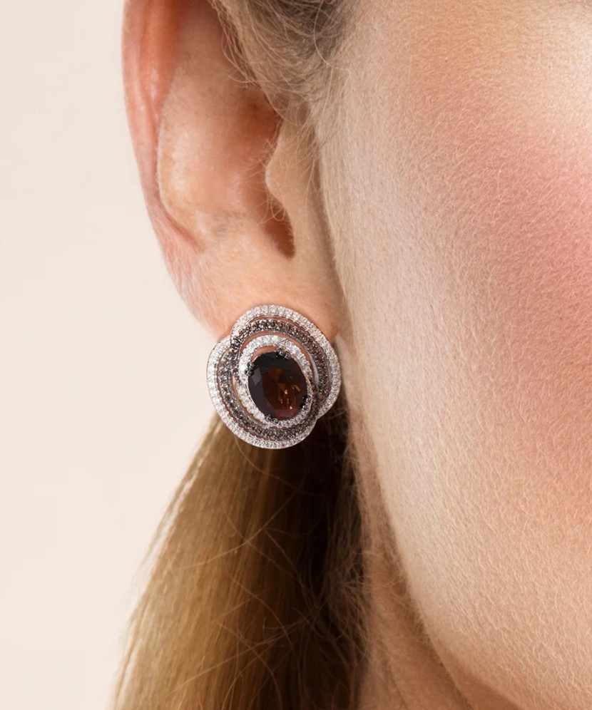 Sidabriniai auskarai su cirkoniais ir špineliais - Sidabriniai auskarai - Goldinga