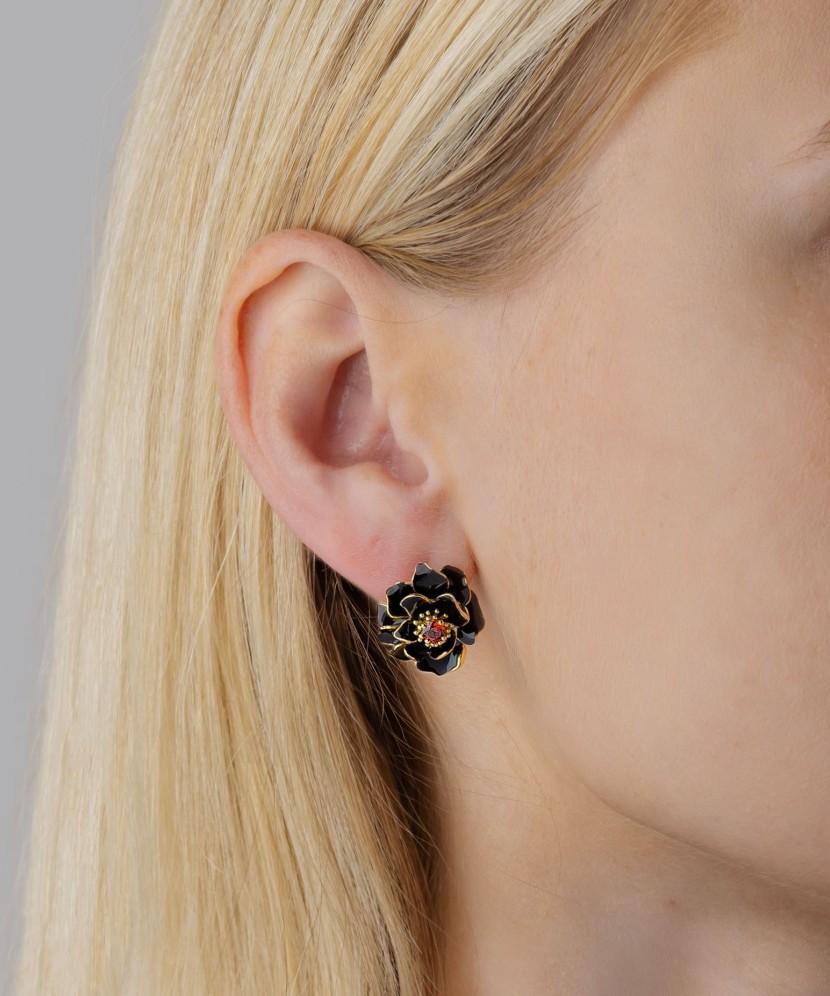 Paauksuoti sidabriniai auskarai su cirkoniais ir emale - Sidabriniai auskarai - Goldinga