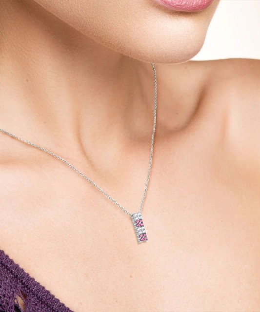 Sidabrinis pakabukas su nano rubinais ir cirkoniais - Sidabriniai pakabukai - Goldinga