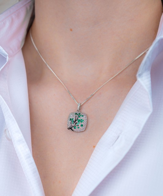 Sidabrinis pakabukas su špineliais ir cirkoniais - Sidabriniai pakabukai - Goldinga