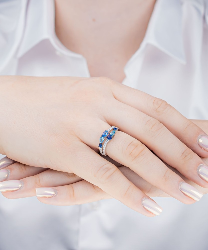 Sidabrinis žiedas su cirkoniais  - Goldinga