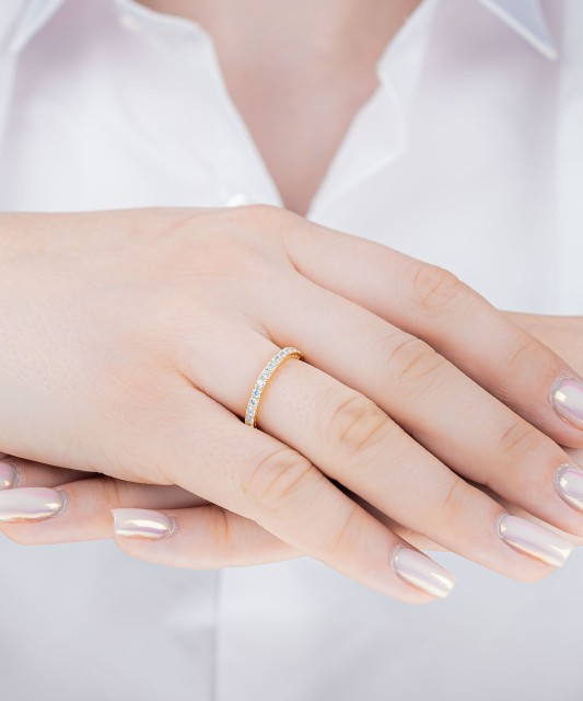 Paauksuotas sidabrinis žiedas su cirkoniais  - Goldinga