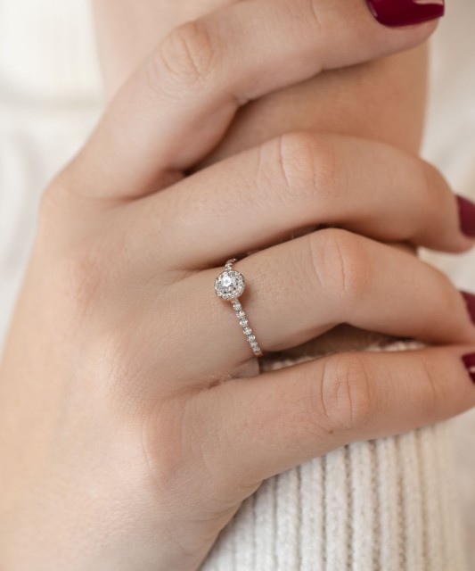 Auksinis žiedas su briliantais (0.45ct) - Auksiniai Žiedai su brangakmeniais - Goldinga