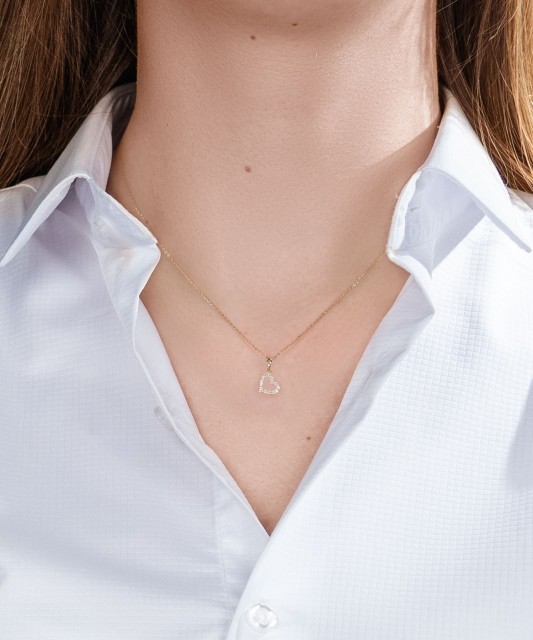 Auksinis pakabukas su cirkoniais "Širdelė" - Auksiniai pakabukai - Goldinga