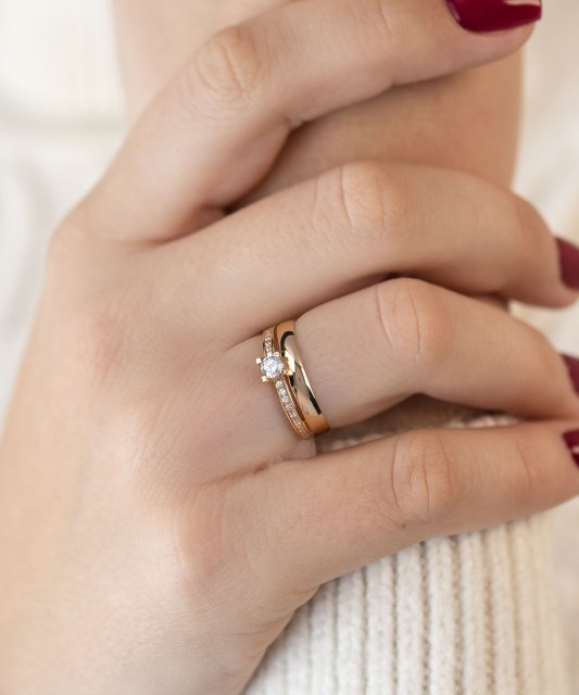 Auksinis žiedas su cirkoniais - Auksiniai žiedai - Goldinga