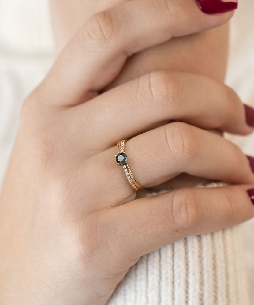 Auksinis žiedas su cirkoniais - Auksiniai žiedai - Goldinga