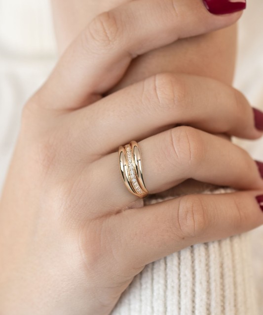 Auksinis žiedas su cirkoniais - Auksiniai žiedai - Goldinga