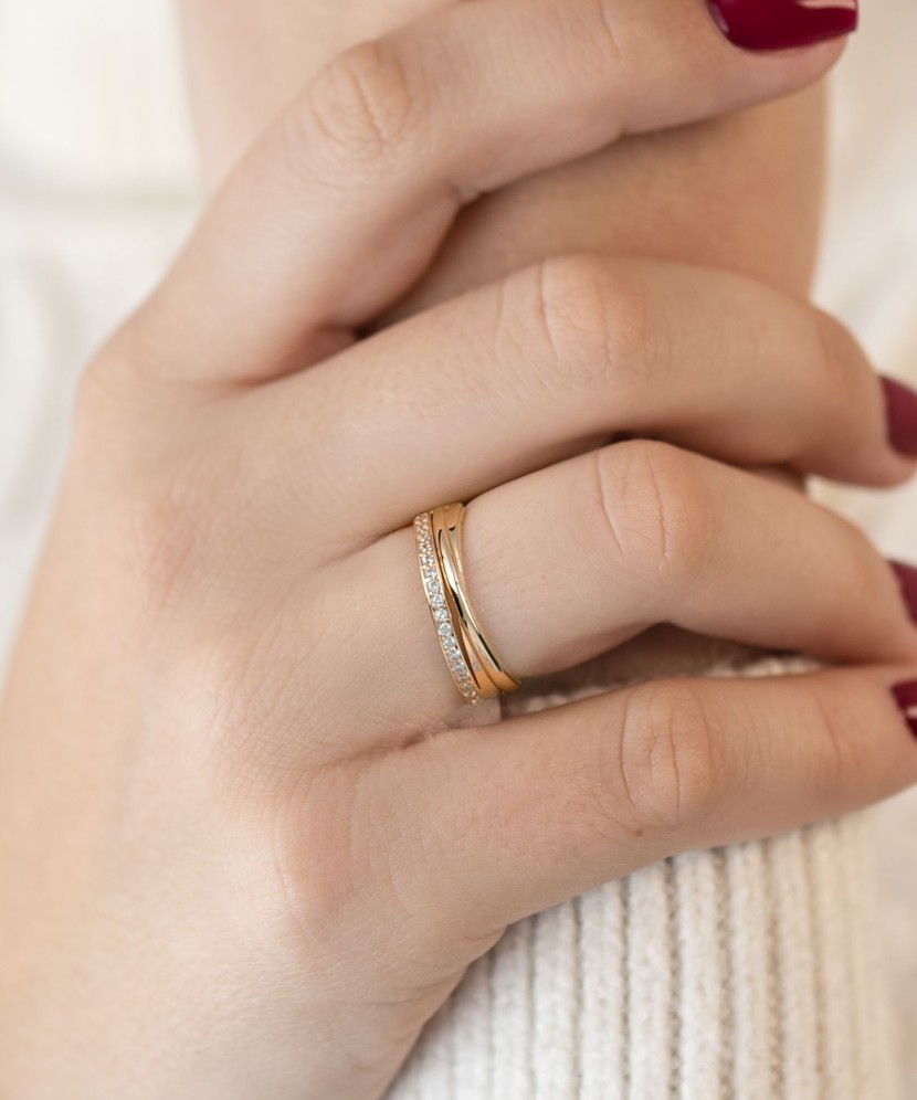 Auksinis žiedas su cirkoniais - Auksiniai žiedai - Goldinga