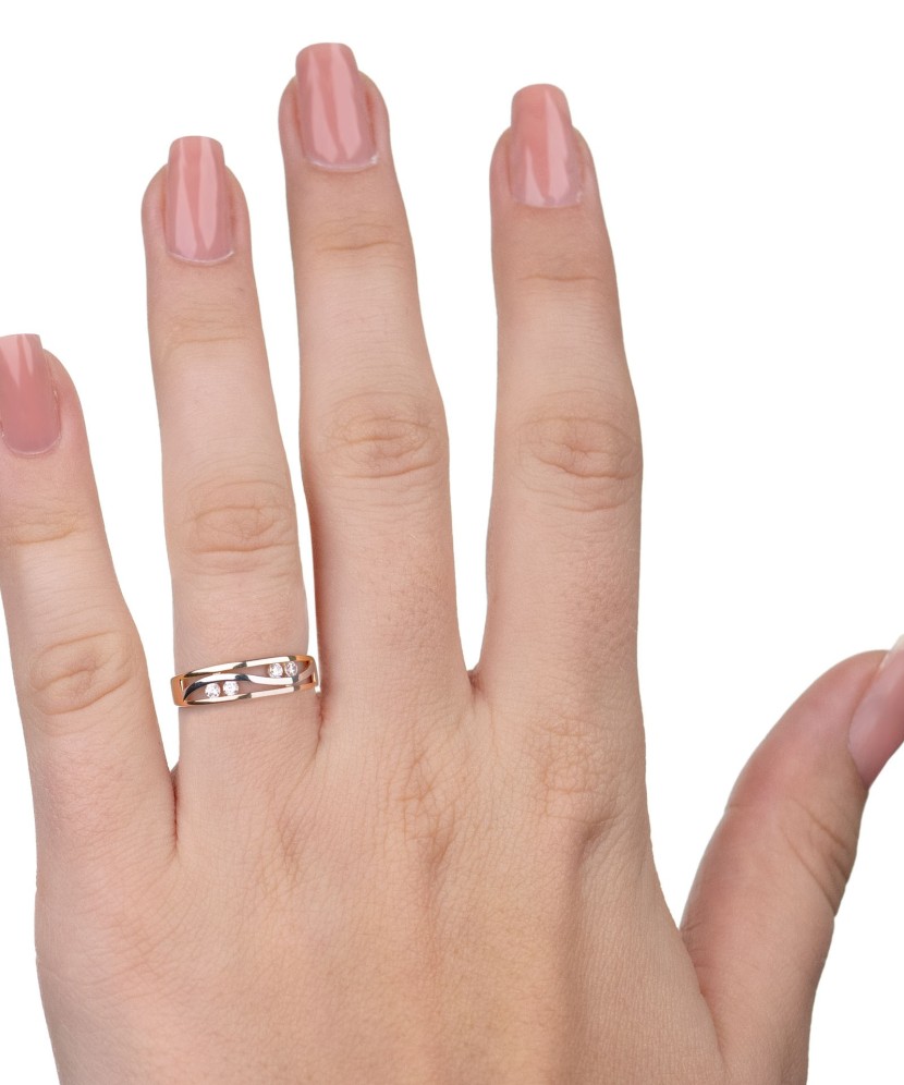 Geltono aukso žiedas su cirkoniais - Auksiniai žiedai - Goldinga