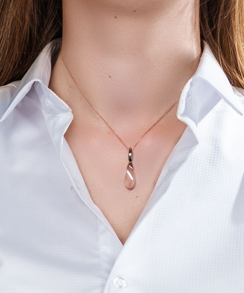 Auksinis pakabukas su rožiniu kvarcu - Auksiniai pakabukai - Goldinga