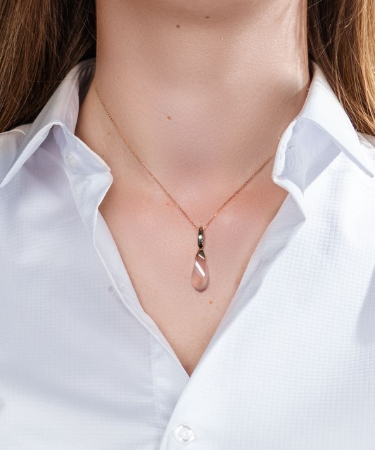 Auksinis pakabukas su rožiniu kvarcu - Auksiniai pakabukai - Goldinga