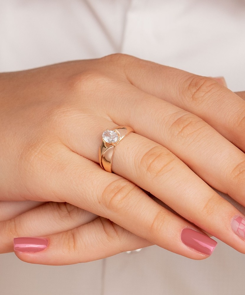 Auksinis žiedas su cirkoniu - Auksiniai žiedai - Goldinga