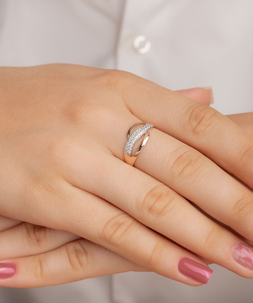 Auksinis žiedas su cirkoniais - Auksiniai žiedai - Goldinga