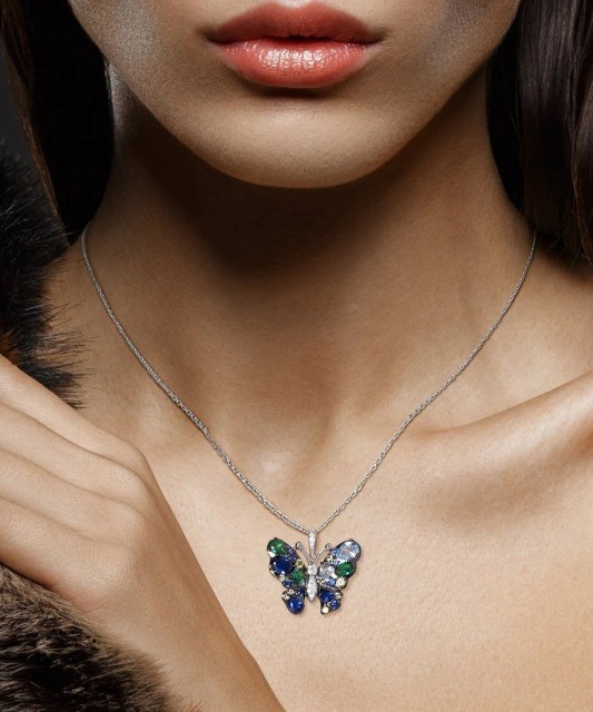 Sidabrinis pakabukas su cirkoniais "Drugelis" - Sidabriniai pakabukai - Goldinga