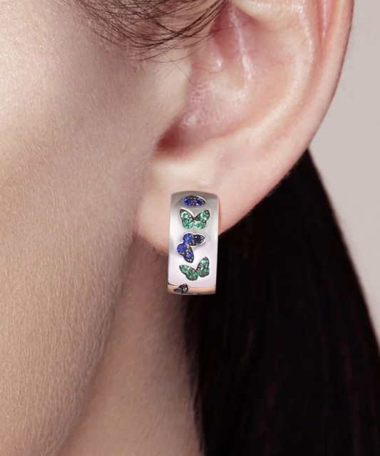 Sidabriniai auskarai su Špineliais Ir Nano Safyrais - Sidabriniai auskarai - Goldinga