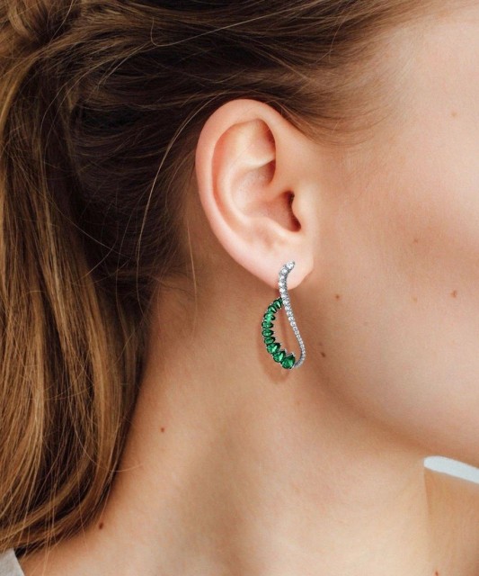 Sidabriniai auskarai su špineliais ir cirkoniais - Sidabriniai auskarai - Goldinga