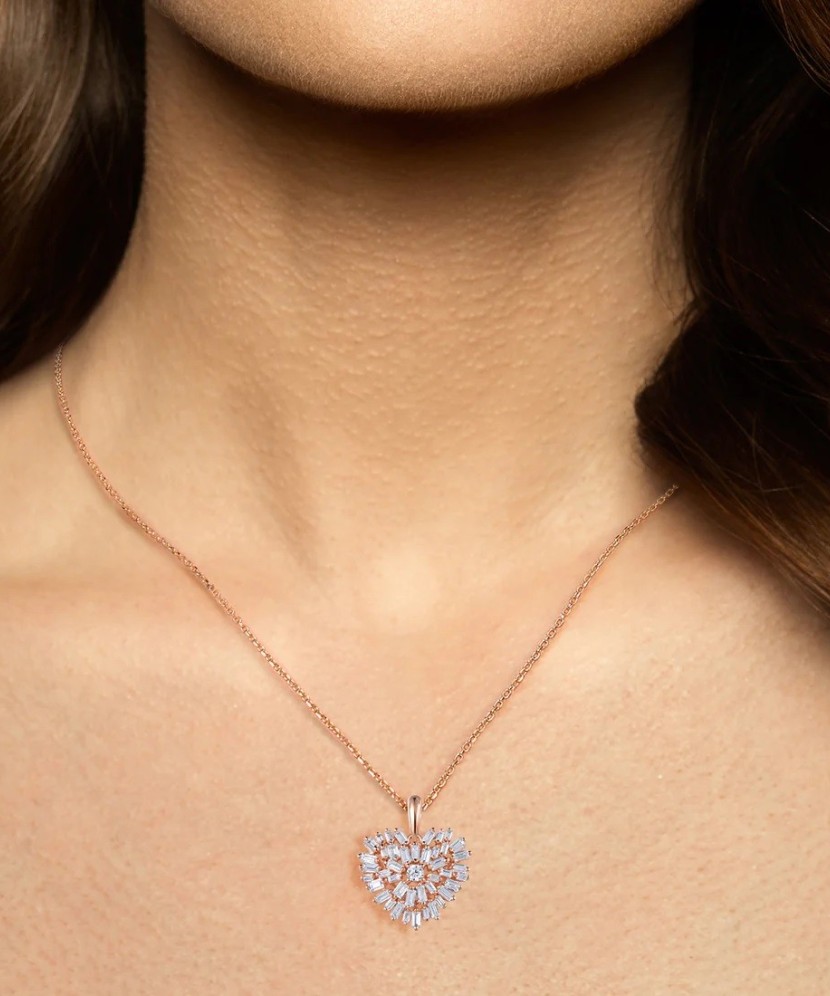 Sidabrinis paauksuotas pakabukas su cirkoniais "Širdis" - Sidabriniai pakabukai - Goldinga