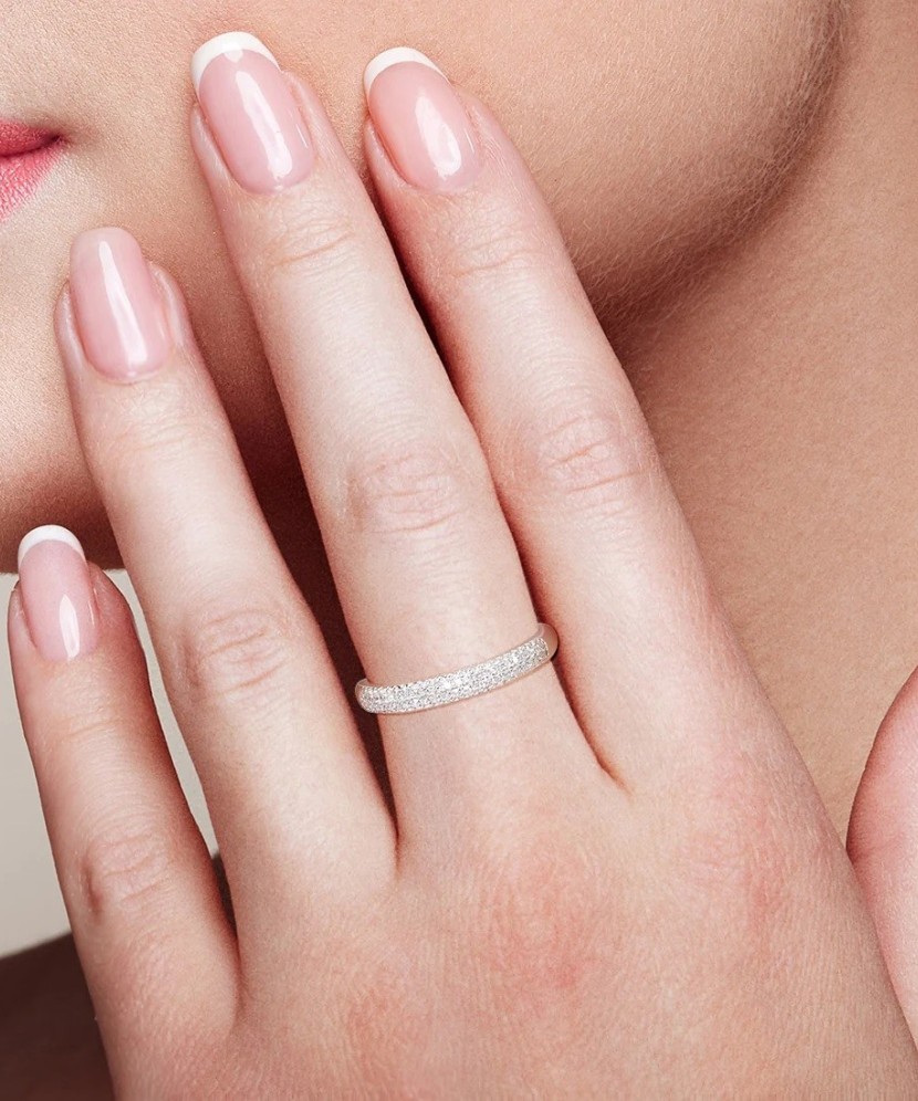 Balto aukso žiedas su deimantais - Auksiniai Žiedai su brangakmeniais - Goldinga