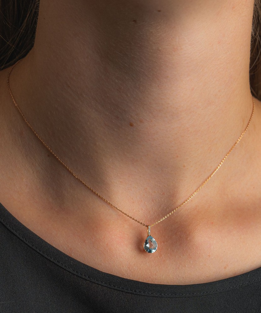 Auksinis pakabukas su deimantais ir topazu - Pakabukai su brangakmeniais - Goldinga