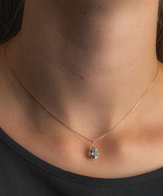 Auksinis pakabukas su deimantais ir topazu - Pakabukai su brangakmeniais - Goldinga