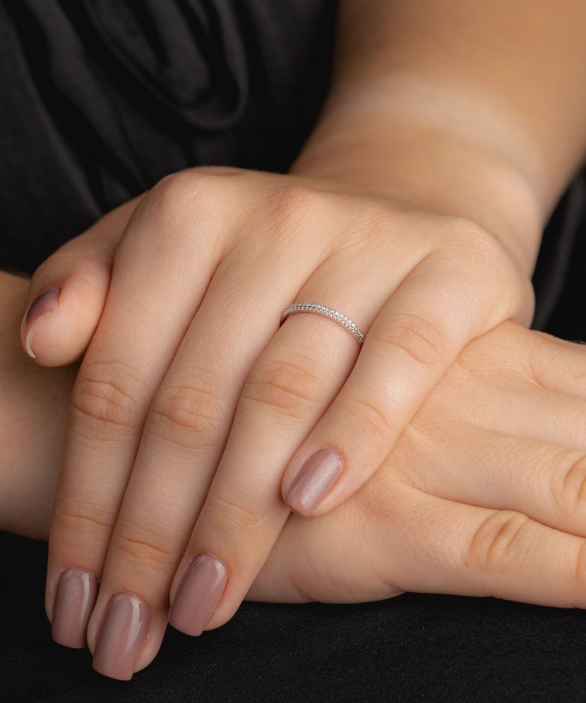 Balto aukso žiedas su deimantais - Auksiniai Žiedai su brangakmeniais - Goldinga