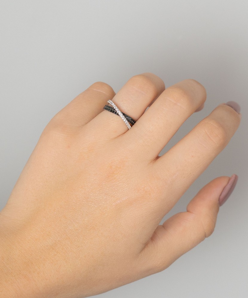 Sidabrinis žiedas su špineliais ir cirkoniais - Sidabriniai žiedai - Goldinga