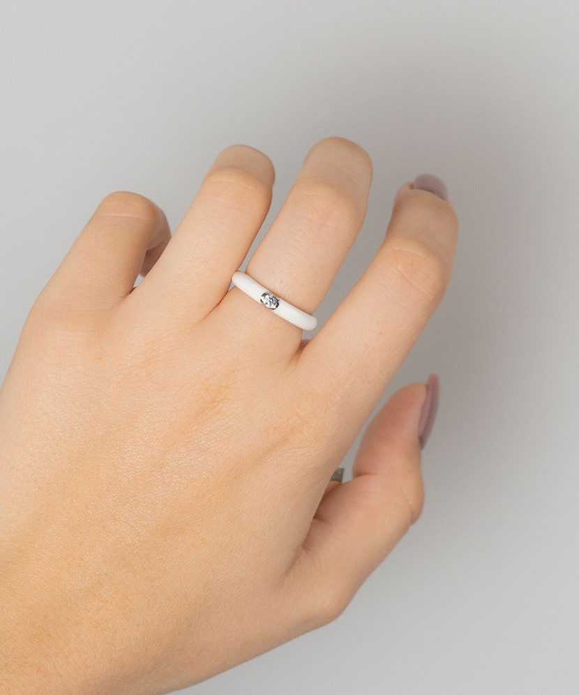 Sidabrinis žiedas su emale ir cirkoniu  - Goldinga