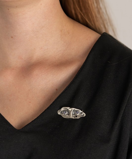 Sidabrinė sagė su cirkoniu - Sagės - Goldinga