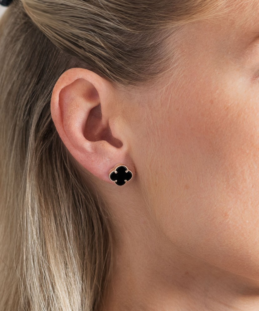 Auksiniai auskarai su emale 12mm - Auksiniai auskarai - Goldinga