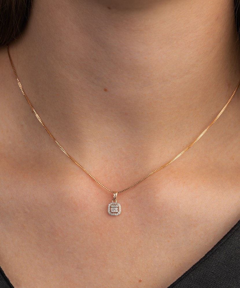 Auksinis pakabukas su deimantais - Pakabukai su brangakmeniais - Goldinga