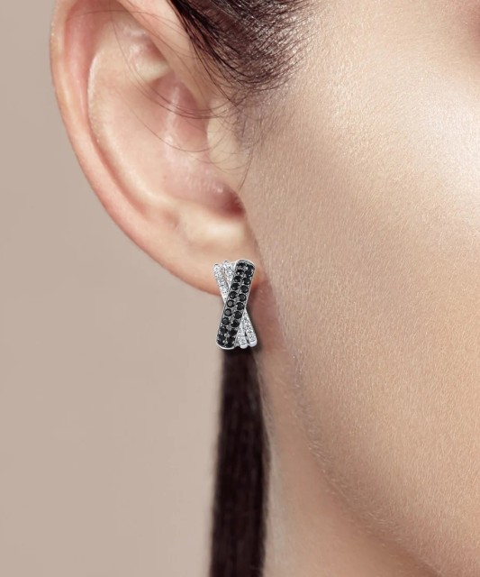 Sidabriniai auskarai su cirkoniais ir špineliais - Sidabriniai auskarai - Goldinga