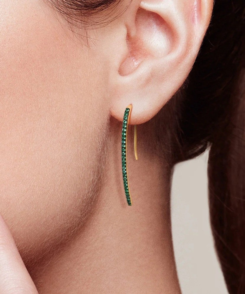 Paauksuoti sidabriniai auskarai su špineliais - Sidabriniai auskarai - Goldinga