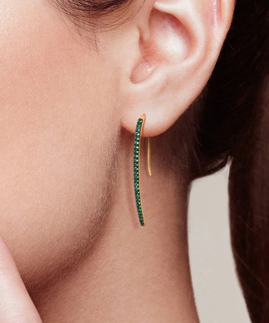 Paauksuoti sidabriniai auskarai su špineliais - Sidabriniai auskarai - Goldinga