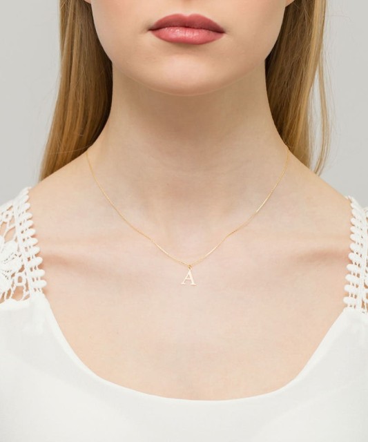 Auksinis pakabukas su deimantu raidė A - Pakabukai su brangakmeniais - Goldinga