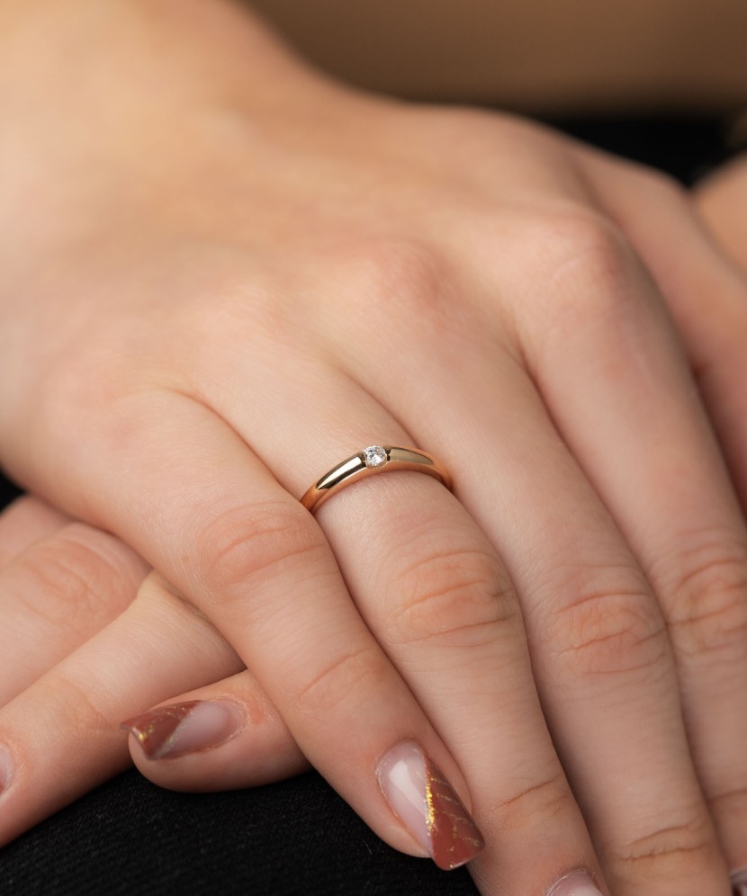 Auksinis žiedas su cirkoniu - Auksiniai žiedai - Goldinga