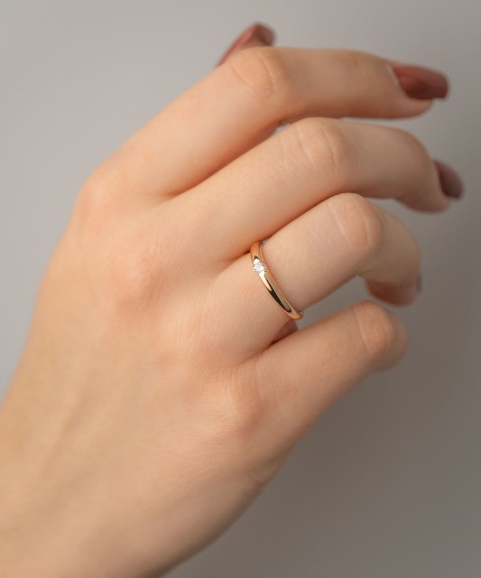 Auksinis žiedas su cirkoniu - Auksiniai žiedai - Goldinga