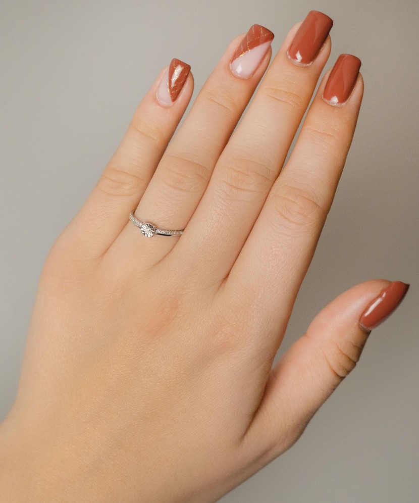 Sidabrinis žiedas su deimantais - Sidabriniai žiedai su brangakmeniais - Goldinga