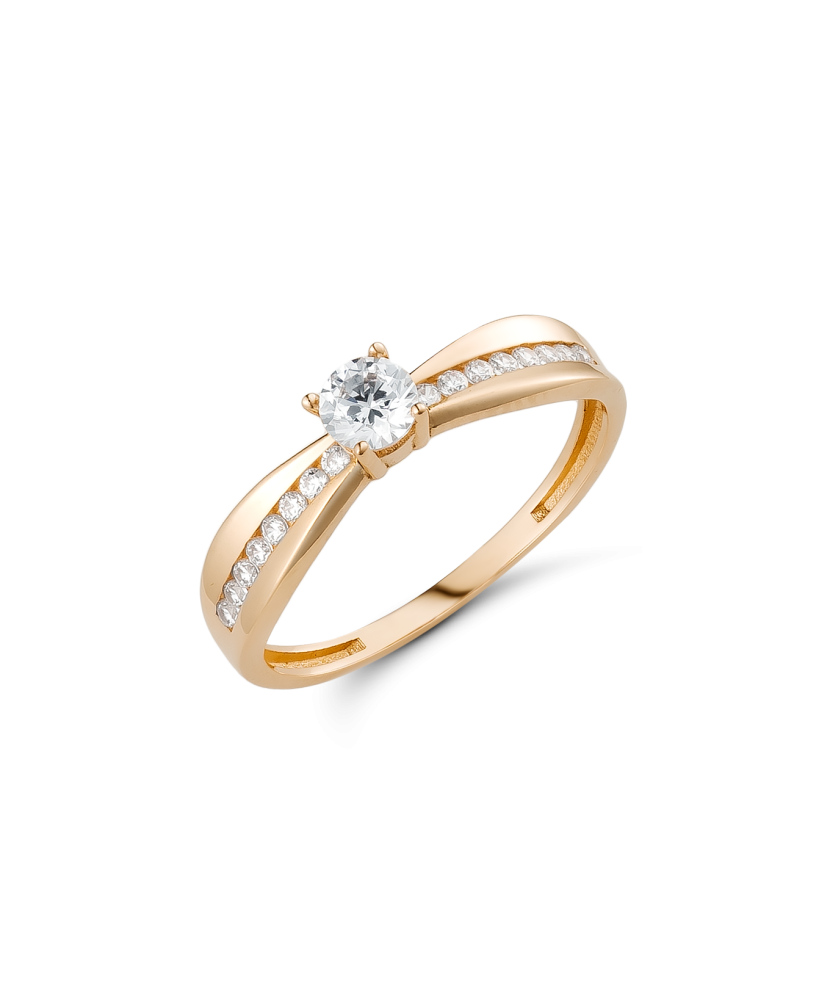 Auksinis žiedas su cirkoniais - Auksiniai žiedai - Goldinga