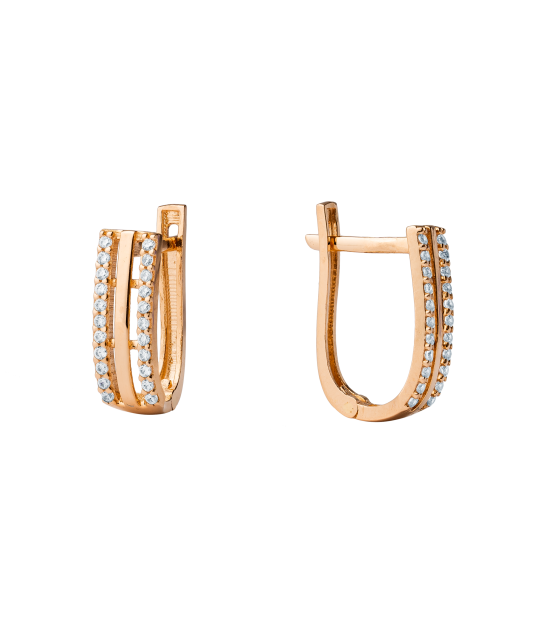 Auksiniai auskarai su cirkoniais - Auksiniai auskarai - Goldinga