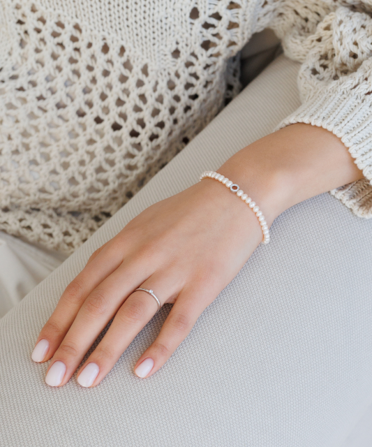 Apyrankė Su Perlais, Cirkoniais Ir Sidabru